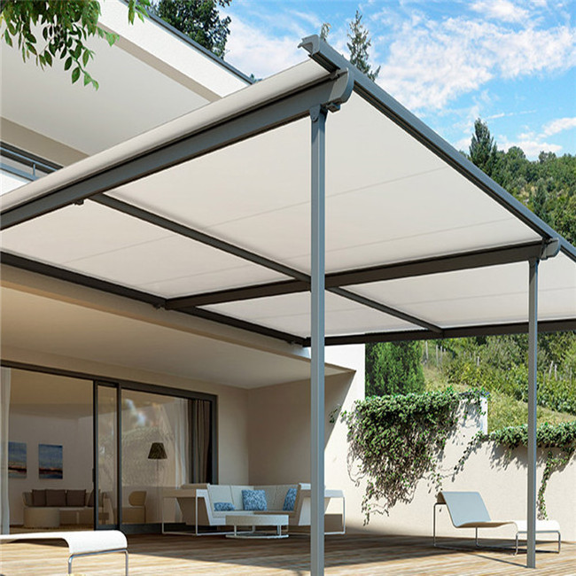 Prima Motorized Retractable PVC Awning Porch Pergola Foldable Roof with LED Lights