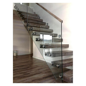 "Enhance Your Home's Design With A Sleek And Modern Floating Staircase" Wood Tread Marble Tread Glass Railing Cantilever Stairs