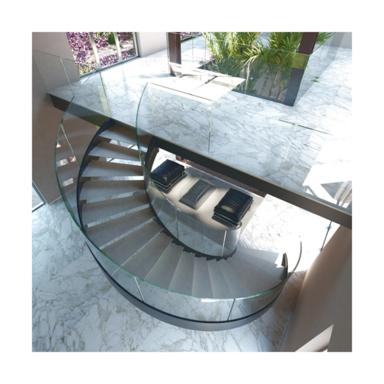 Curved Staircase China Factory Folding Stairs Indoor Staircase Design Professional Wholesaler Made Metal Material Standoff Stain