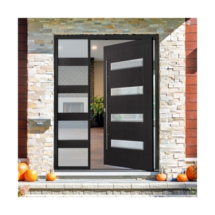 Custom design used solid wood designer exterior pivot door with glass