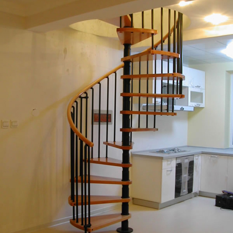 high quality spiral stairs case design kit wooden tread modern indoor used spiral staircase