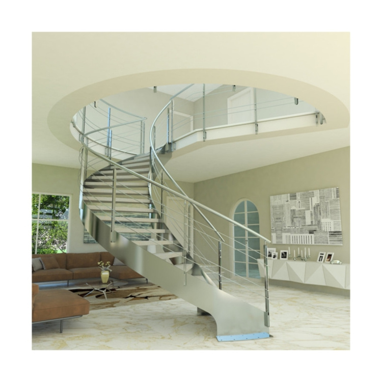 Curved Staircase China Factory Folding Stairs Indoor Staircase Design Professional Wholesaler Made Metal Material Standoff Stain