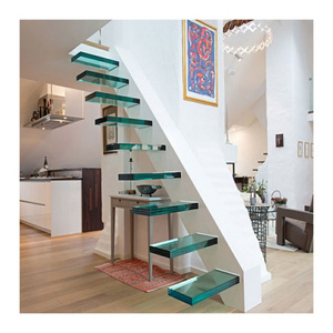 Prima factory wholesale modern floating staircase new arrival floating staircase with led glass staircase railing floating stair