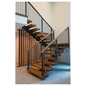 Prima Red Oak Floating Straight Stairs with Balusters