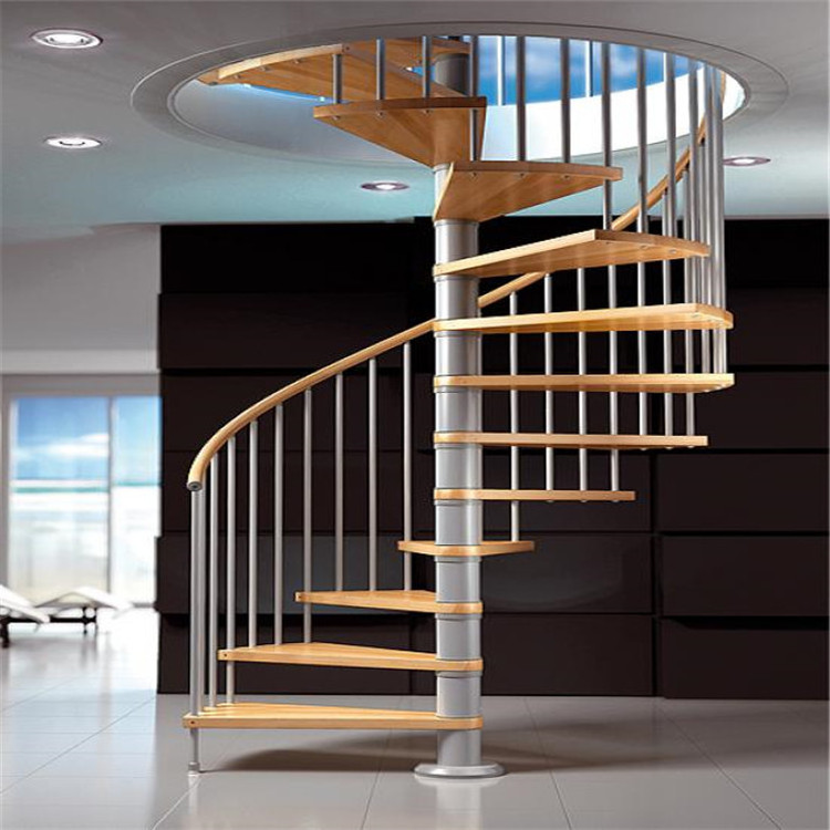 customized modern design used spiral staircase iron for sale cheap price indoor luxury modular wooden tread spiral staircase