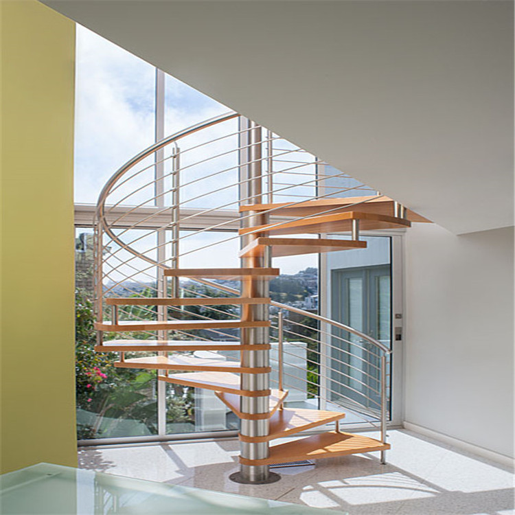 high quality spiral stairs case design kit wooden tread modern indoor used spiral staircase