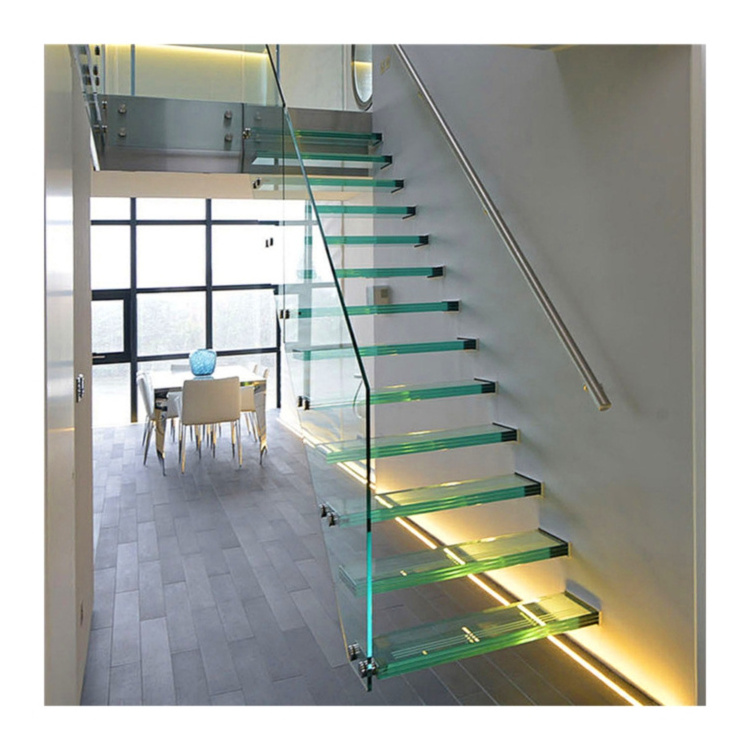 Prima factory wholesale modern floating staircase new arrival floating staircase with led glass staircase railing floating stair