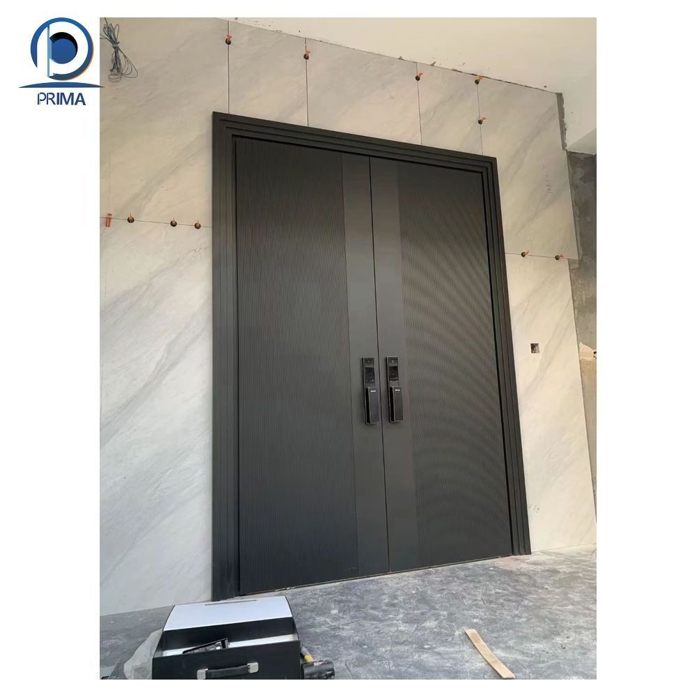 Prima European Grand Design Modern Cast Aluminum Door Modern Entry Exterior Security Steel Door