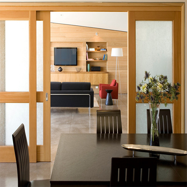 Latest design interior sliding pocket doors solid wood sliding doors