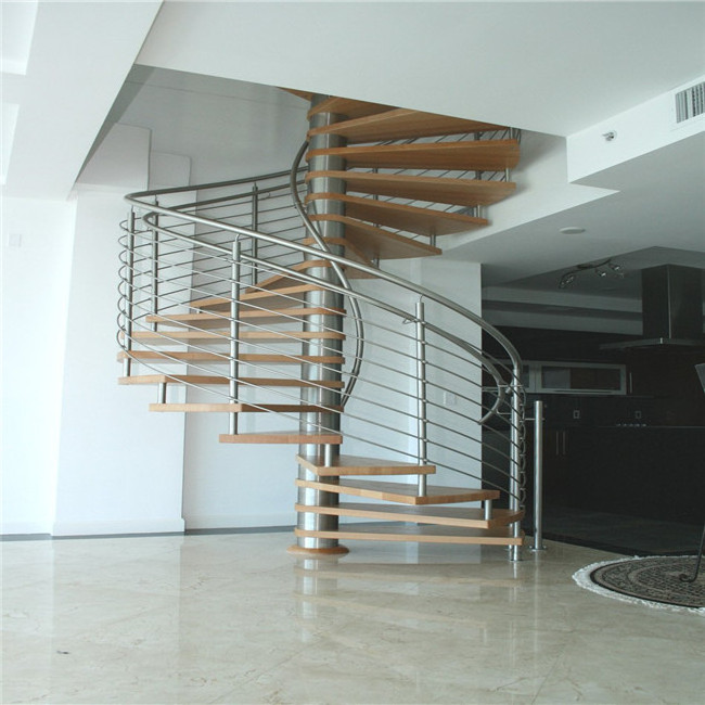 Indoor carve solid wooden modern spiral staircase designs wood stairs