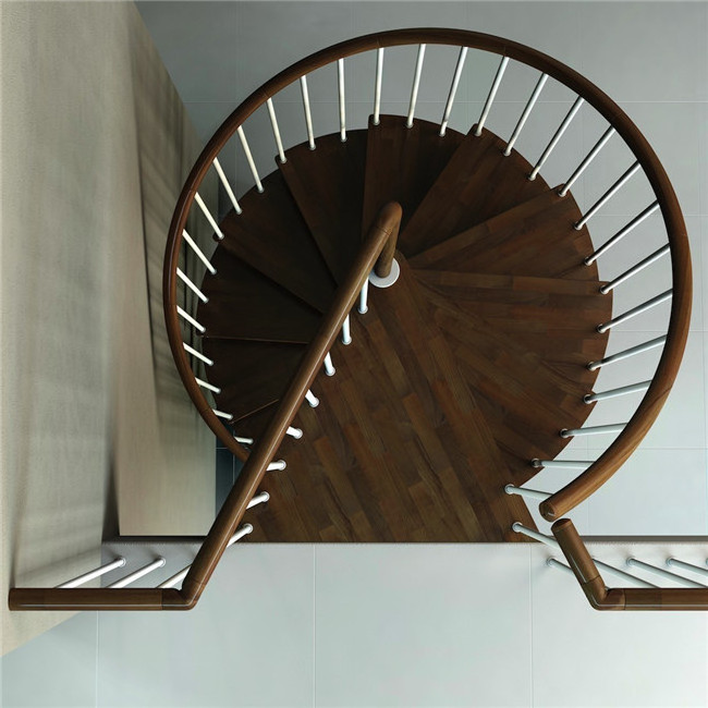 Indoor carve solid wooden modern spiral staircase designs wood stairs