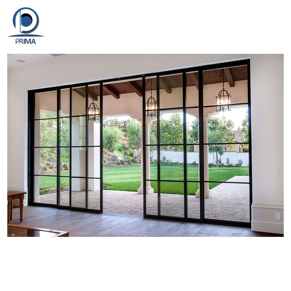 Prima Aluminum Door Luxurious Main Large Glass Handles Security Homes Expensive Villa Slim Frame Door