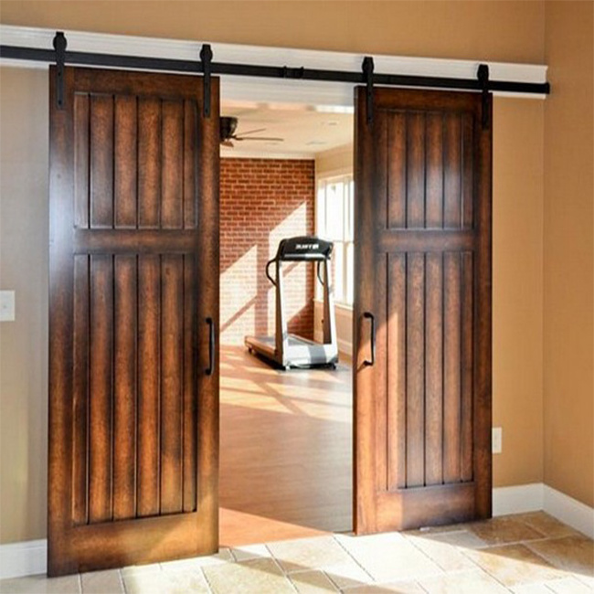 Elegent Double Sided Mirror White Oak Bathroom Sliding Barn Door