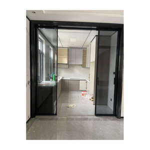 Prima Modern Black Slim Aluminum Frame Customized Steel New Iron Grill Design Casement Swing Door Open Kitchen Door