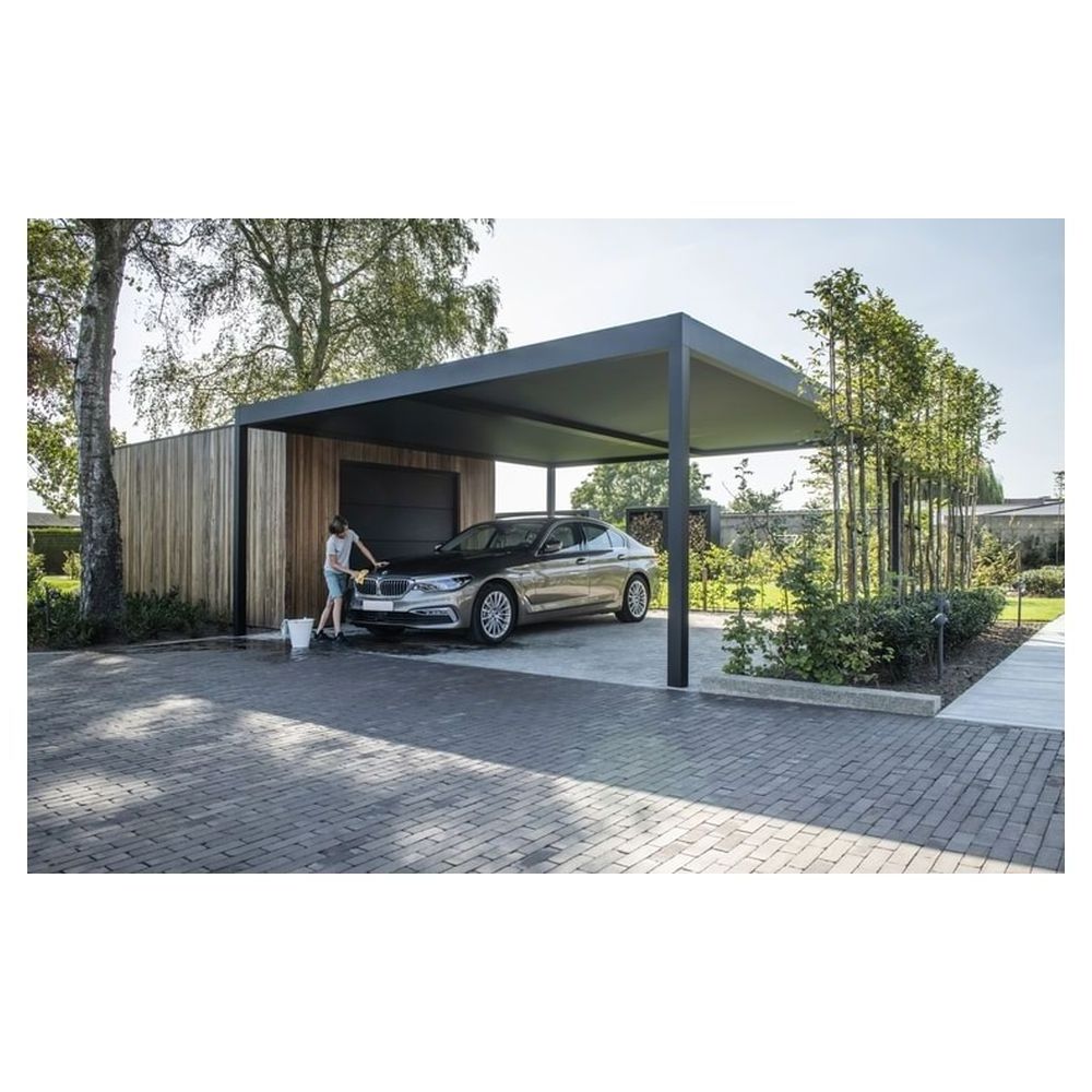 Easy Installation Carport Modern Gazebo Electric Louver Roof Pavilion With LED Light Four Season Waterproof Pergola