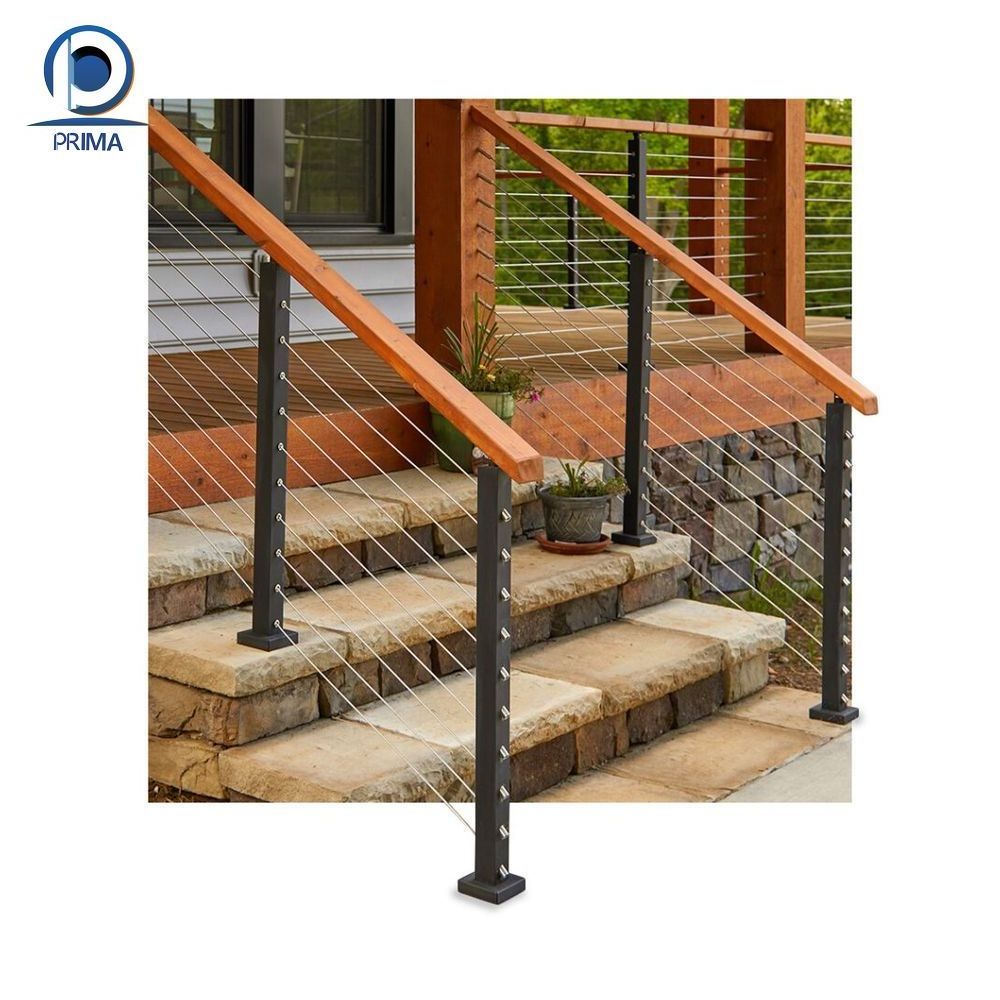 Prima Railing Modern Balcony Railing Stainless Steel Cable Wire Rod Bar Railing System