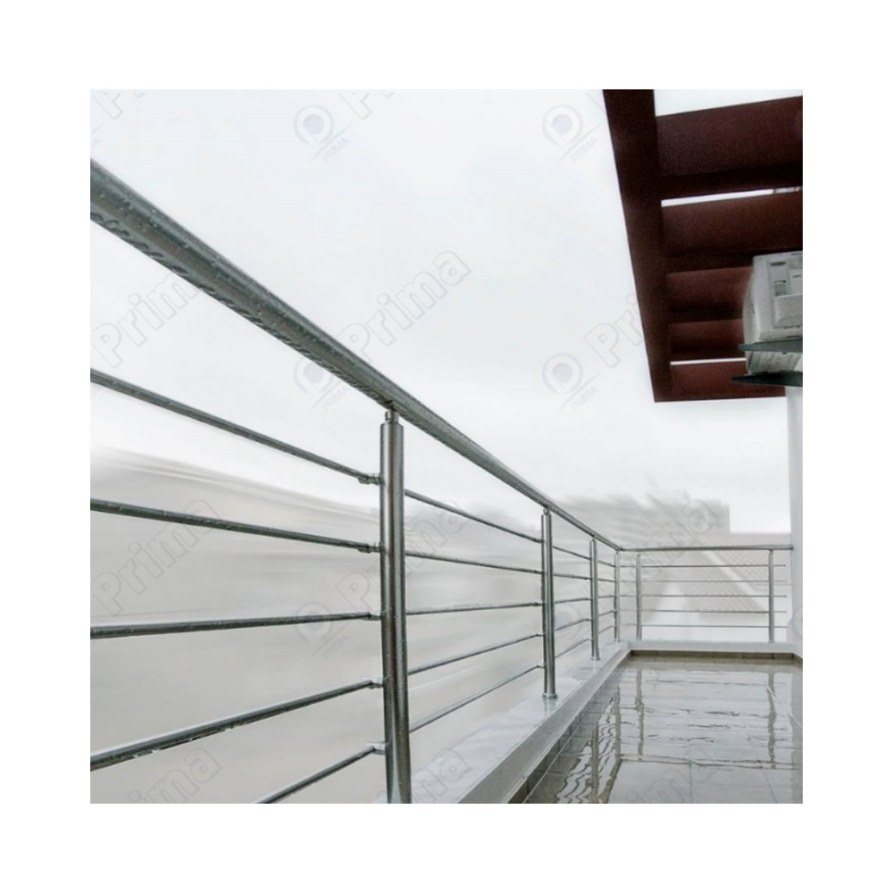 Prima galvanized steel  Outside aluminum and durable railing  bolts adjustable double tube support side plate railing