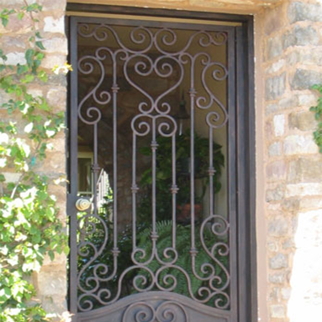 Elegant Wrought Iron Door with Arched Transom for Villa/Double Entry Wrought Iron Door/Custom Ornamental Iron Doors