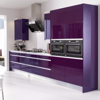 New design high gloss purple kitchen cabinet