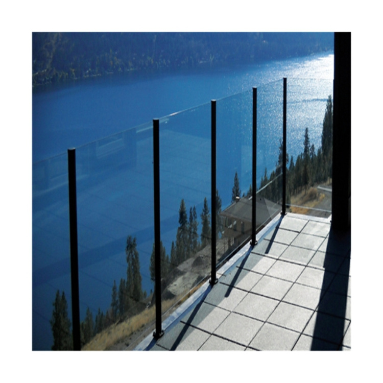 Chinese Factory Supplier Spear Top Powder Coated Black Metal Post Glass Panel Railing