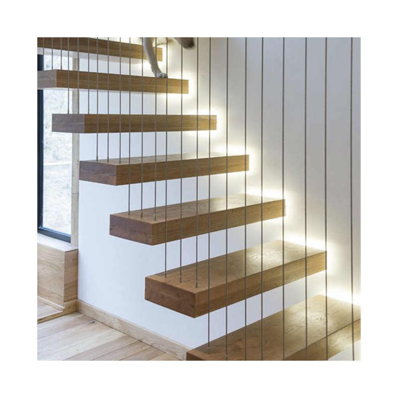 Modern Wood Floating Staircase Cantilevered straight Stairs