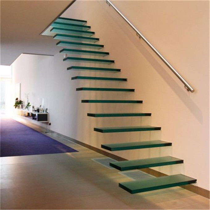 Prima  Hot selling indoor frameless glass railing solid wood steps build floating staircase designs stairs