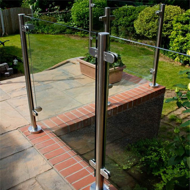 Outside stair fence design stainless steel railing balcony glass handrail pillar