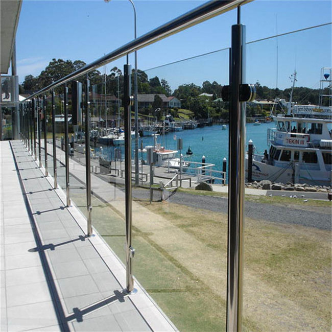 Outside stair fence design stainless steel railing balcony glass handrail pillar