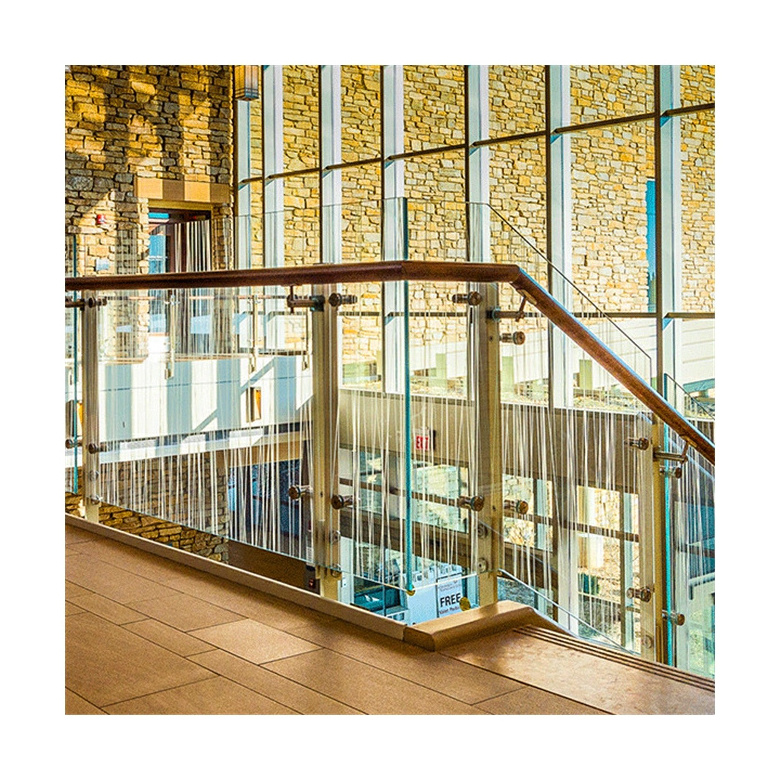 Prima Modern Squared Aluminum Glass Railing For Interior Stair Well