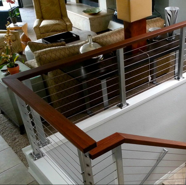 Exterior balcony stainless steel cable deck railing design/wire rope handrail/staircase railing