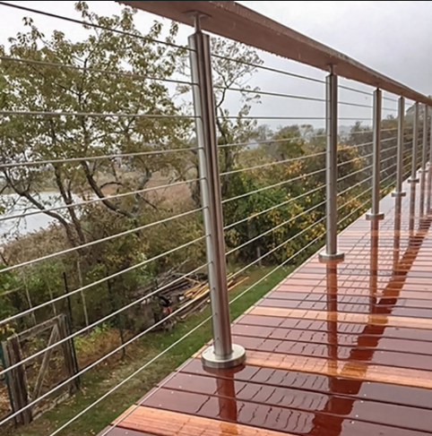 Exterior balcony stainless steel cable deck railing design/wire rope handrail/staircase railing