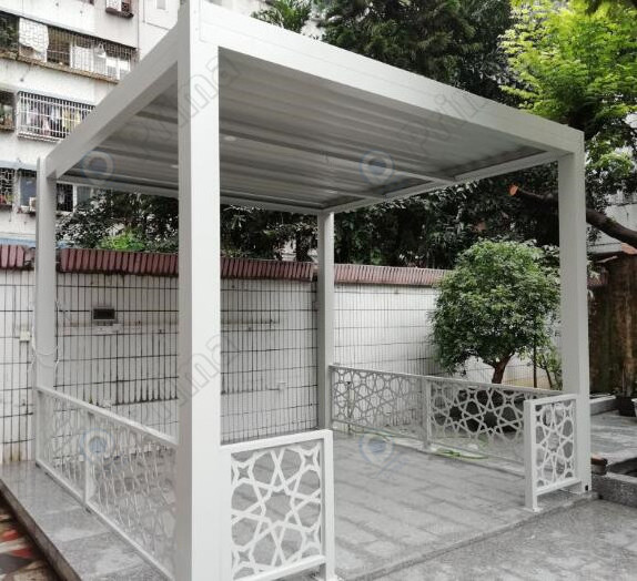 Prima Waterproof Aluminium Bioclimatic Pergola With Sliding Glass Doors Customized Adjustable Outdoor Gazebo