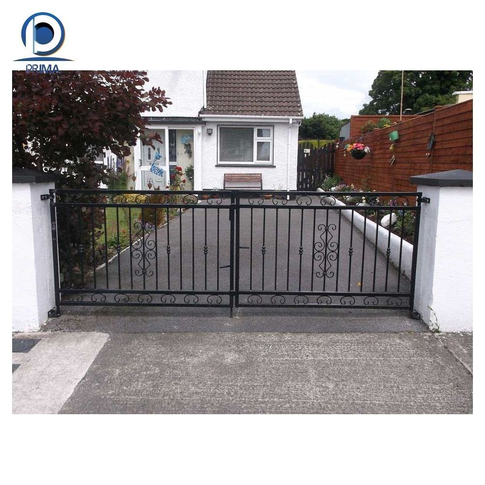 PRIMA French Exterior Gate Wrought Iron Decorative Wrought Iron Grill Gate Design Wrought Iron Gate Side Doors