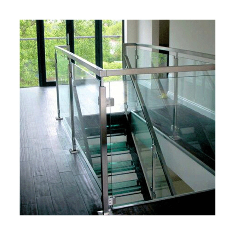 Prima Modern Squared Aluminum Glass Railing For Interior Stair Well