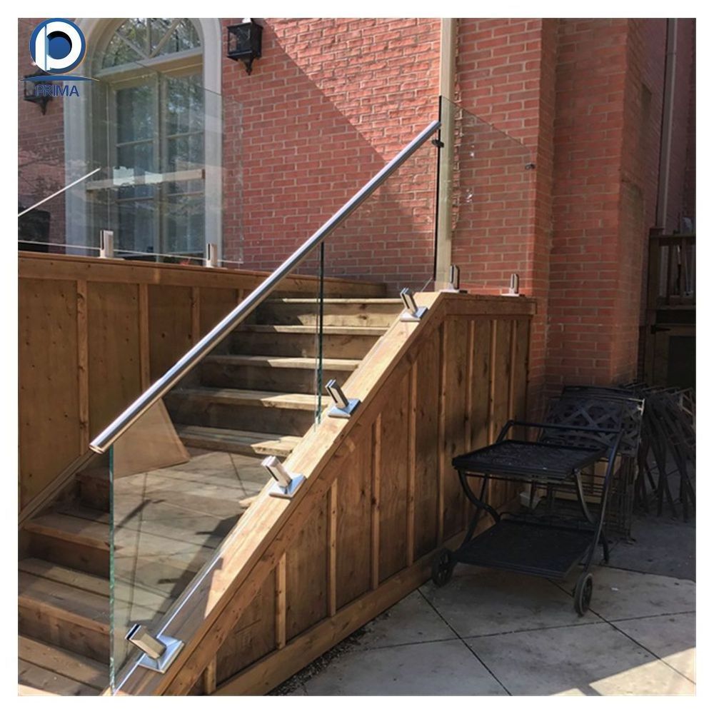 Prima Glass Railing Glass Sliding Door Clamp Floor Standing Stainless Steel Hand Rail Bracket Balustrades