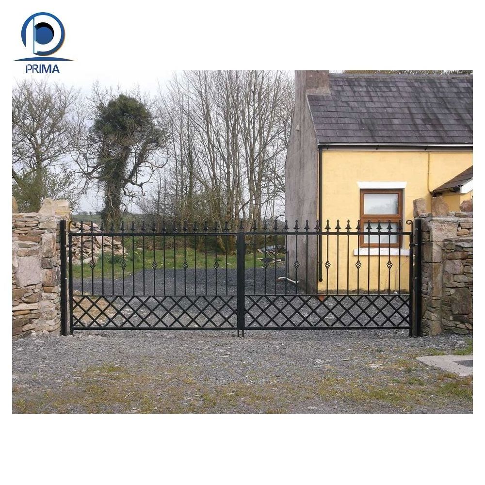 PRIMA French Exterior Gate Wrought Iron Decorative Wrought Iron Grill Gate Design Wrought Iron Gate Side Doors