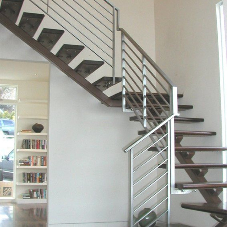 Outdoor metal fire escape staircase /exterior prefab mild steel stairs/hypaethral wrought iron stair handrail