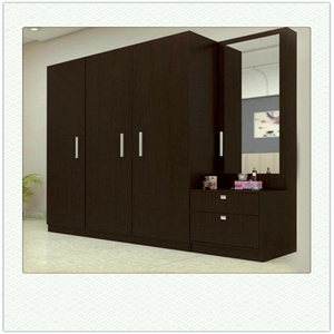 China MDF Wooden Clothes Mirror Bedroom Modern Wardrobe Closet Designs