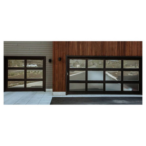 High end Modern sectional overhead full view 9x8 9x7 16x7 aluminum tempered glass panel glass garage door