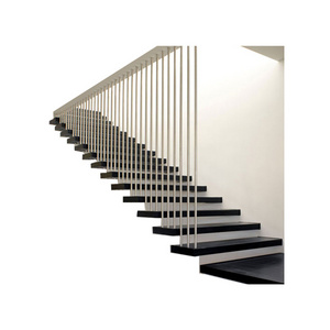 floating staircase/hidden cantilever stairs/enter wall type stair with glass step ,wood treads