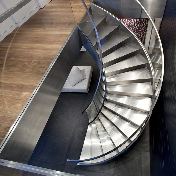 Prefabricated stairs Steel steps for stairs used Concrete Steps For Sale Circular Stainless Steel Glass Curved staircase