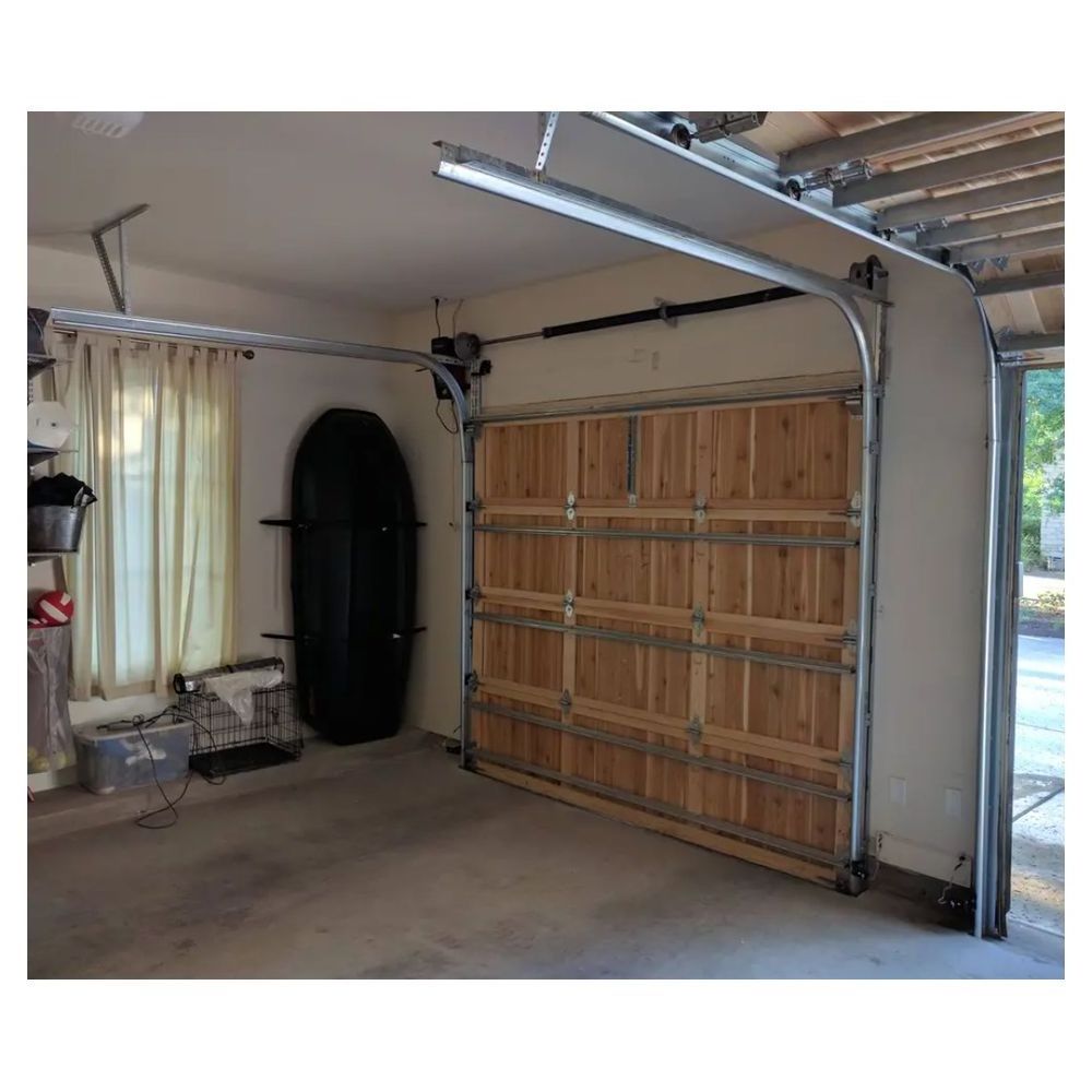 Automatic Brown Color Vertical Bifold Solid Wood Garage Doors