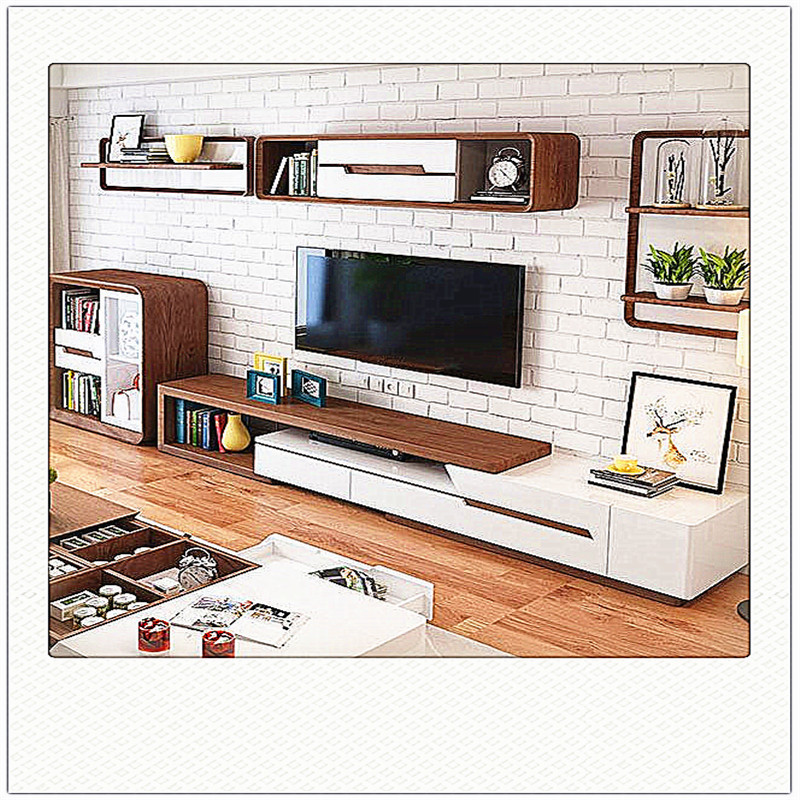 Modern solid wood tv cabinet and coffee table set