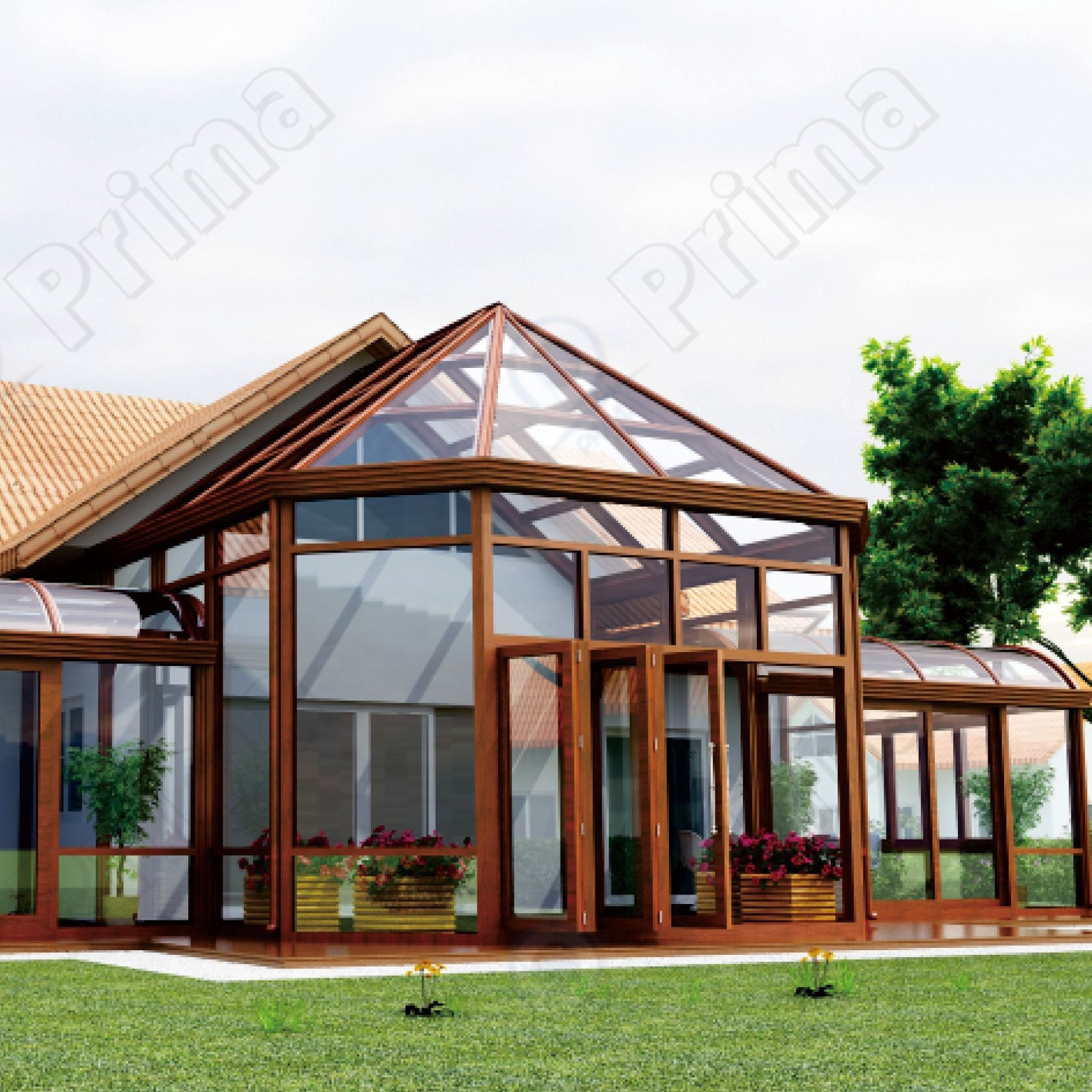 Prima popular garden house sunroom lowes design Aluminum frame glass house/sun room