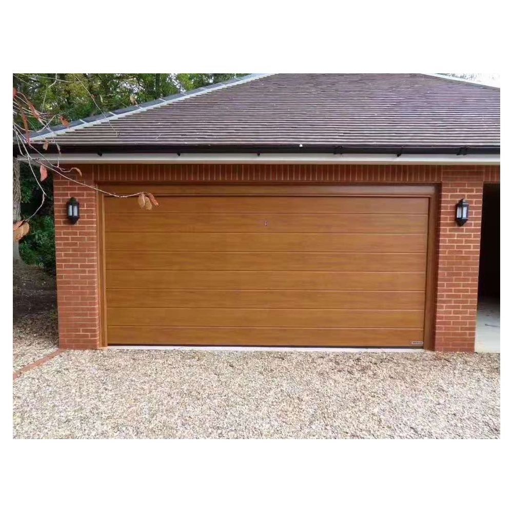 Automatic Brown Color Vertical Bifold Solid Wood Garage Doors