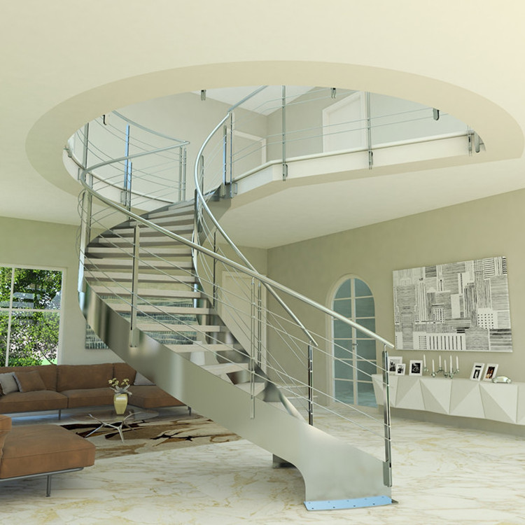 Prefabricated stairs Steel steps for stairs used Concrete Steps For Sale Circular Stainless Steel Glass Curved staircase