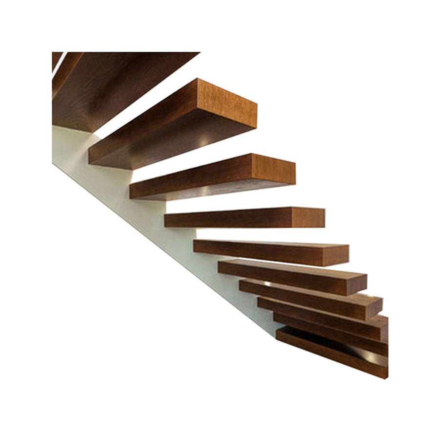 floating staircase/hidden cantilever stairs/enter wall type stair with glass step ,wood treads