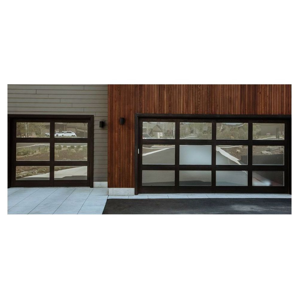 2024 Modern sectional overhead full view aluminum tempered glass panel 9x8 9x7 16x7 low price garage door