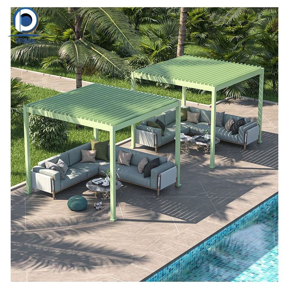 Prima Custom luxury outdoor patio pergola waterproof metal louvre garden gazebo manufacturer