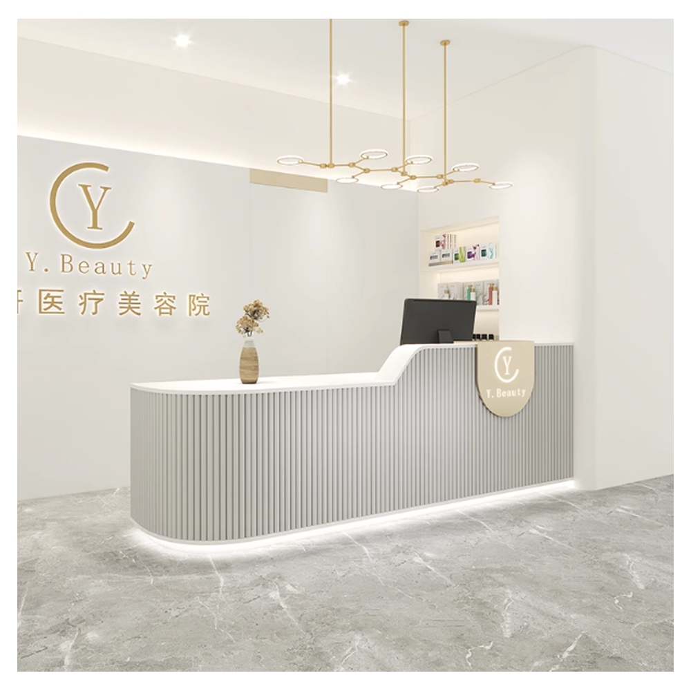 Prima Modern luxury pink beauty salon spa wooden reception desk